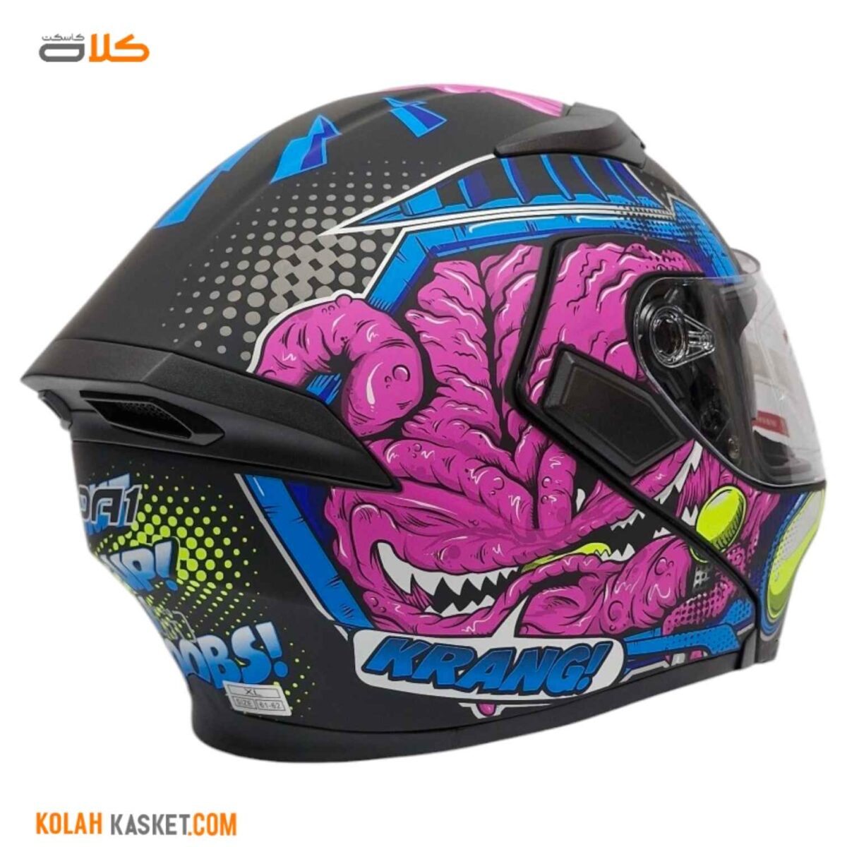 Da1 Designs کلاه کاسکت فک متحرک DA1 مدل 101 طرح Pink Brain