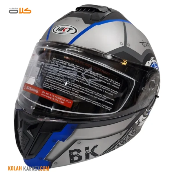 کلاه کاسکت فک متحرک HKT طوسی مدل BK-T62