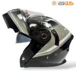 خرید کلاه کاسکت فک متحرک نوبو NOBO مشکی طوسی براق (2)