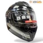 خریدکلاه کاسکت فک متحرک نوبو NOBO مشکی طوسی براق (5)