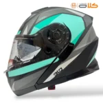 خریدکلاه کاسکت فک متحرک نوبو NOBO مشکی فیروزه ای (8)