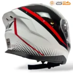 خریدکلاه کاسکت فک متحرک نوبو nobo سفید مشکی قرمز (3)