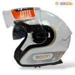 قیمت کلاه کاسکت بدون فک بیون BEON سفید طرح دار (4)