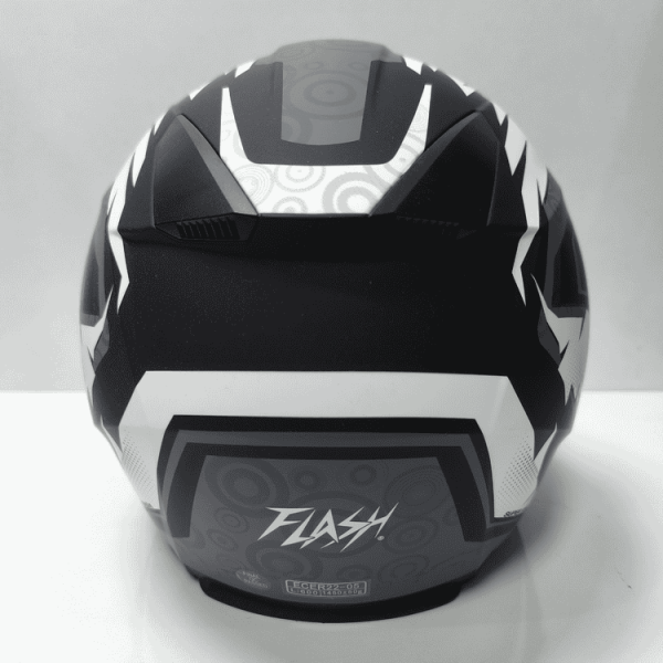 خرید کلاه کاسکت بدون فک مشکی سفید فلش FLASH بهترین قیمت کد 08