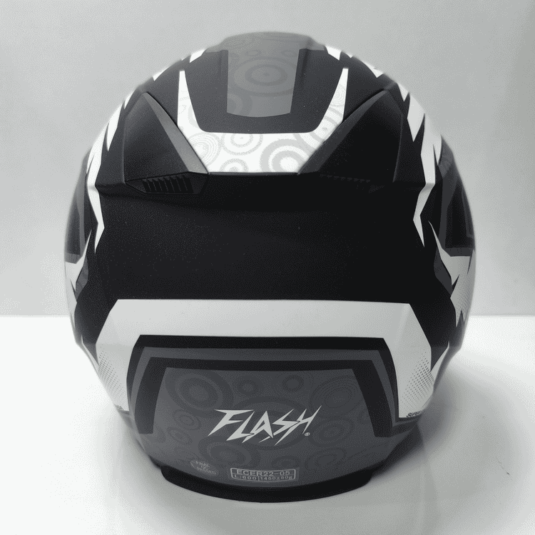 خرید کلاه کاسکت بدون فک مشکی سفید فلش FLASH بهترین قیمت کد 08