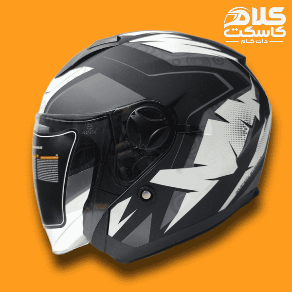 خرید کلاه کاسکت بدون فک مشکی سفید فلش FLASH بهترین قیمت کد 08