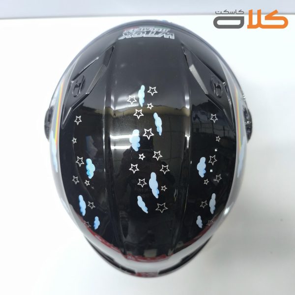 کلاه کاسکت خارجی فک ثابت بچگانه با کیفیت بالا مشکی براق
